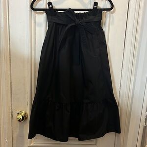 Uniqlo Black Midi A-Line Skirt with Tie Front
